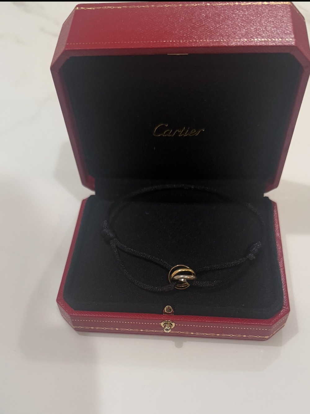 Cartier Black Cord Bracelet with Gold Twist Accent